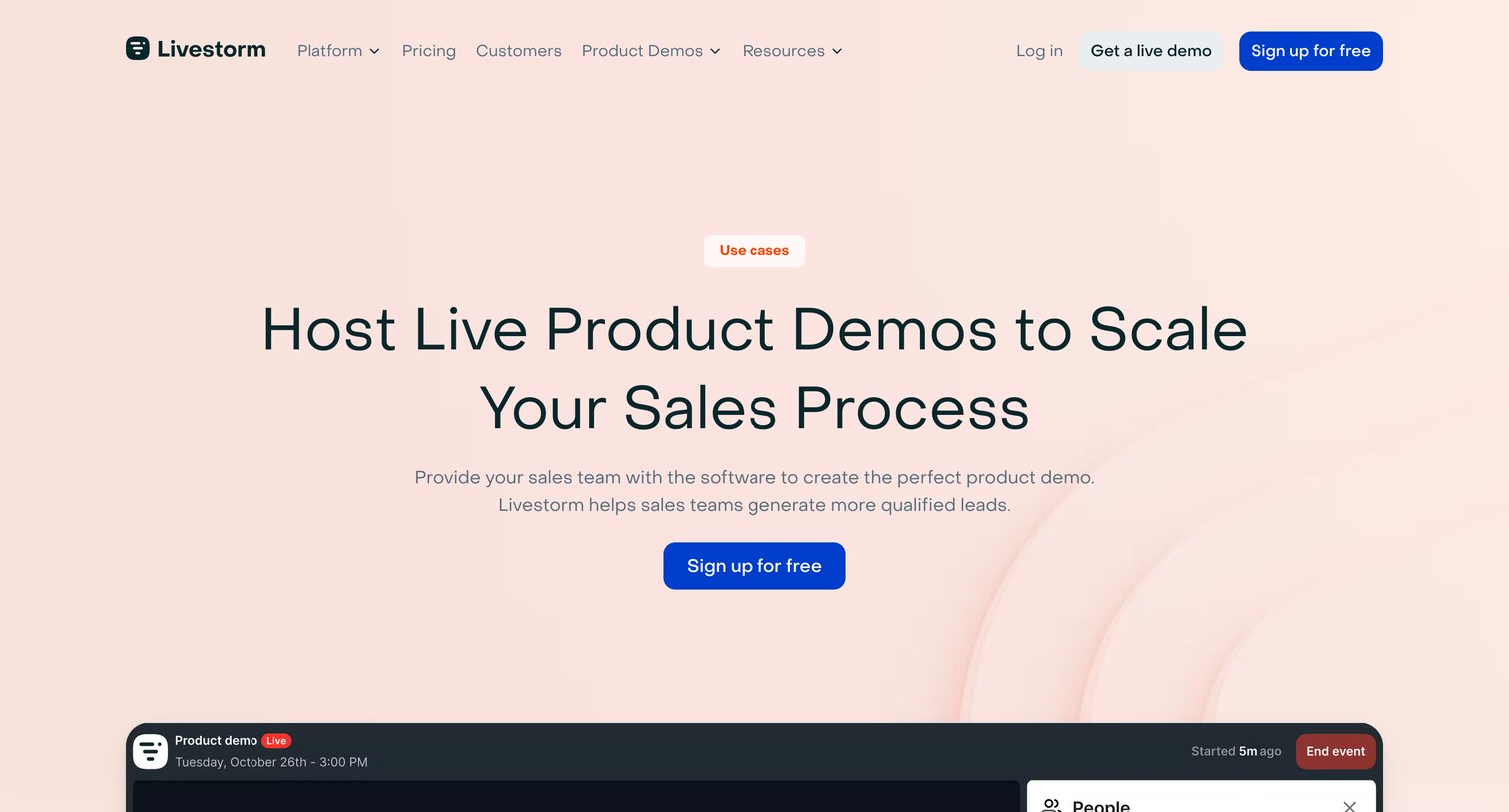 Livestorm - Host Live Product Demos to Scale Your Sales Process | Livestorm screen