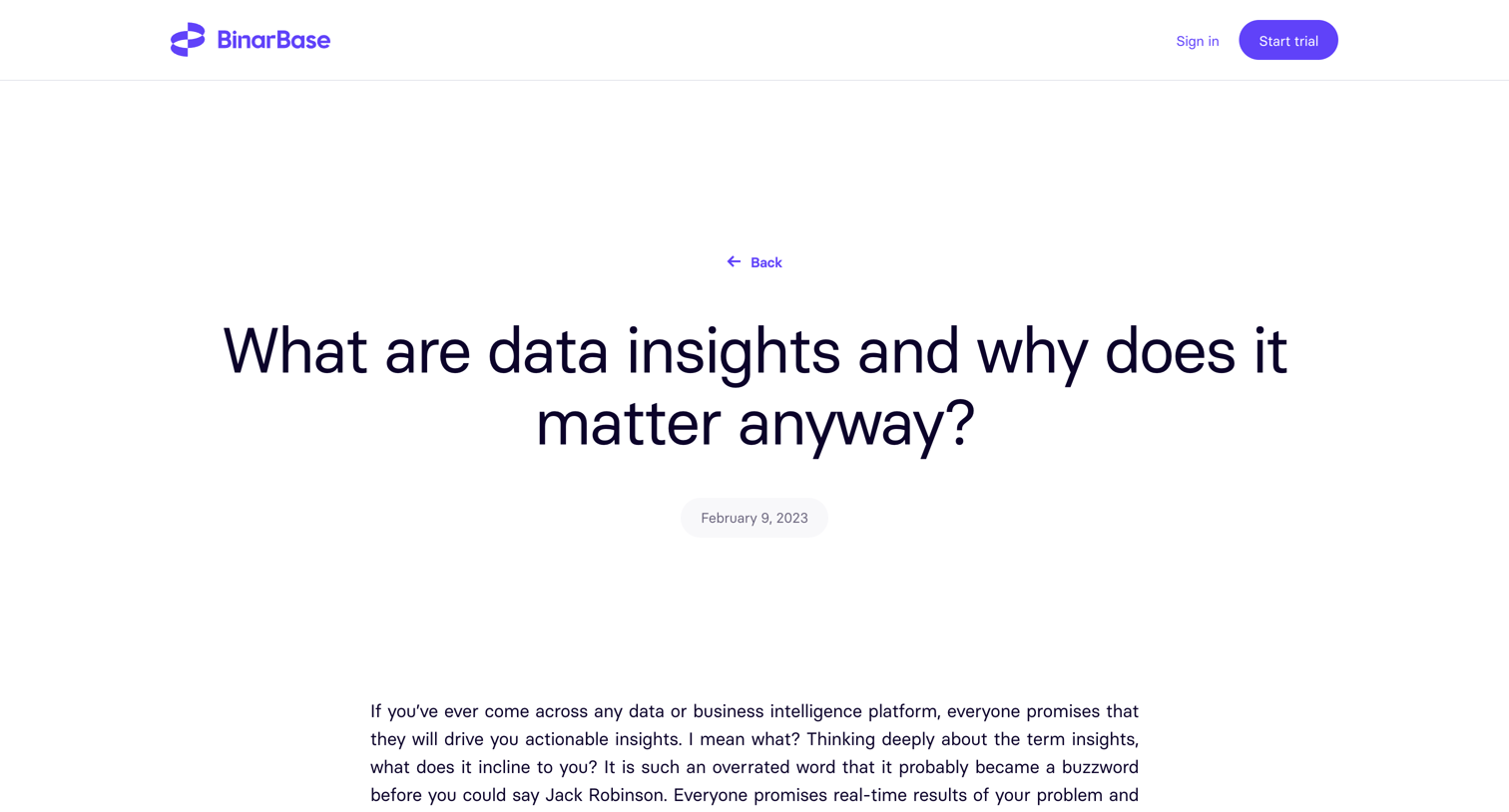 BinarBase - What are data insights and why does it matter anyway | Binarbase screen