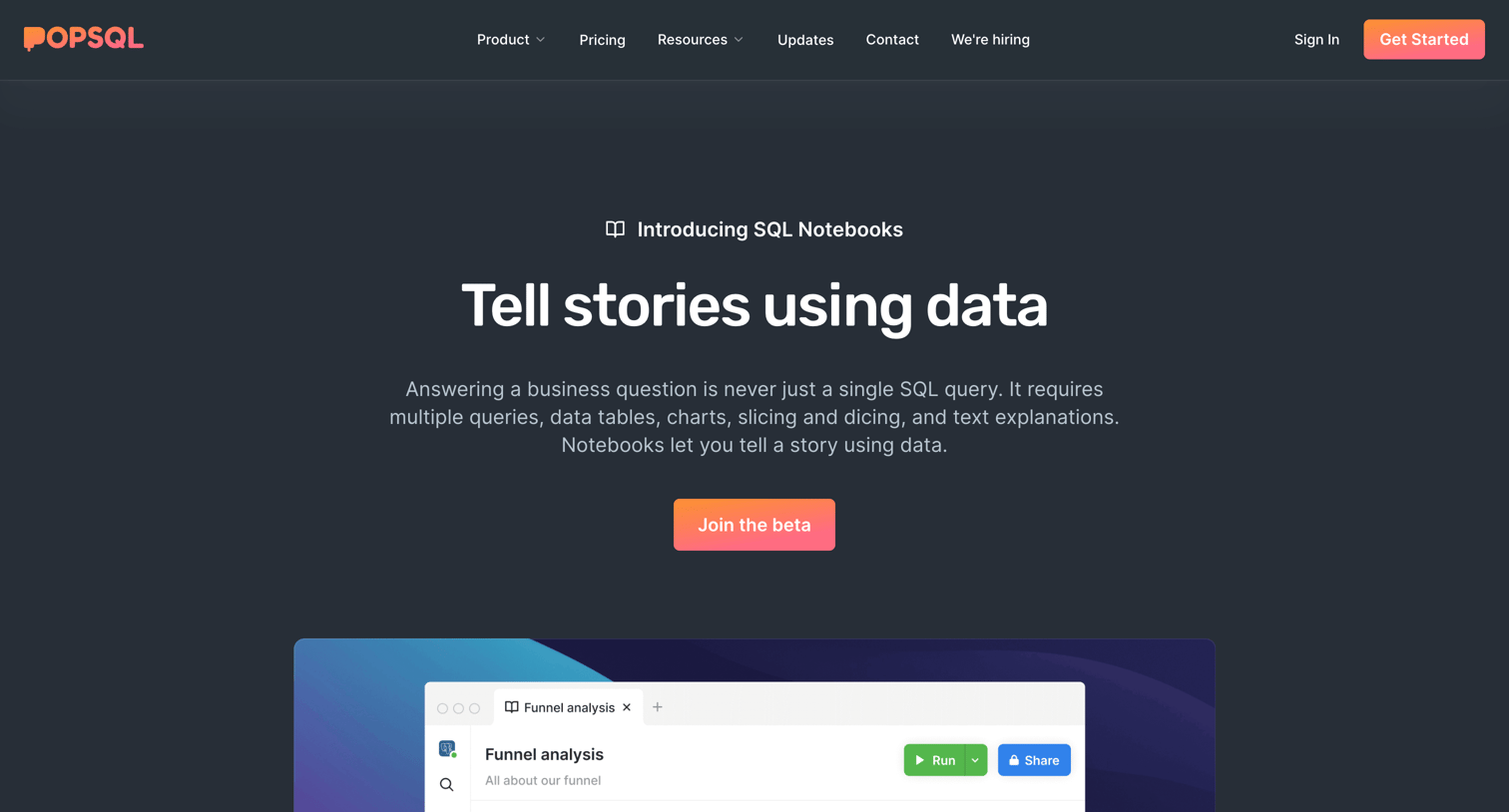 PopSQL - Notebooks | PopSQL screen