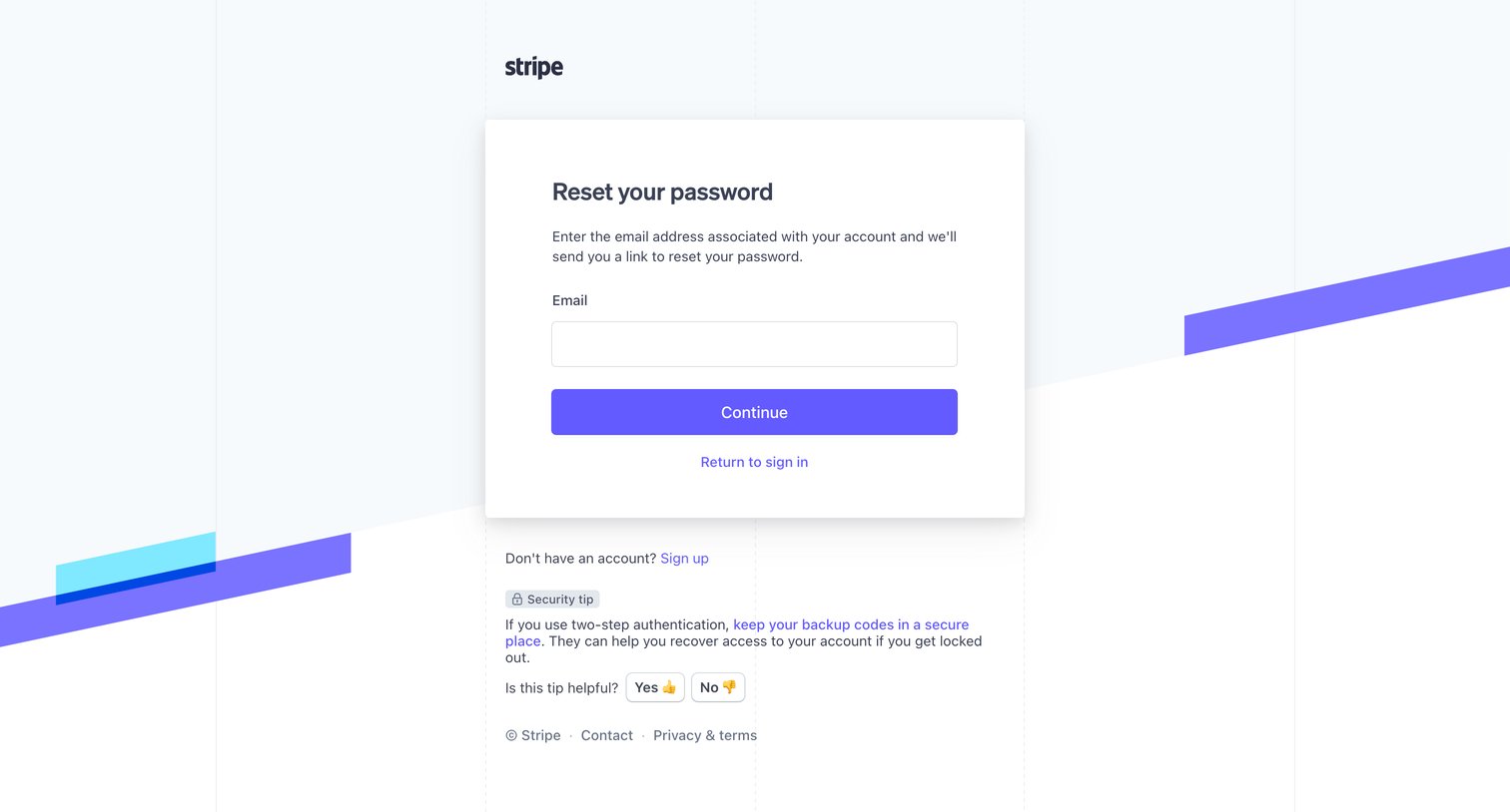 Stripe - Stripe Login | Sign in to the Stripe Dashboard screen