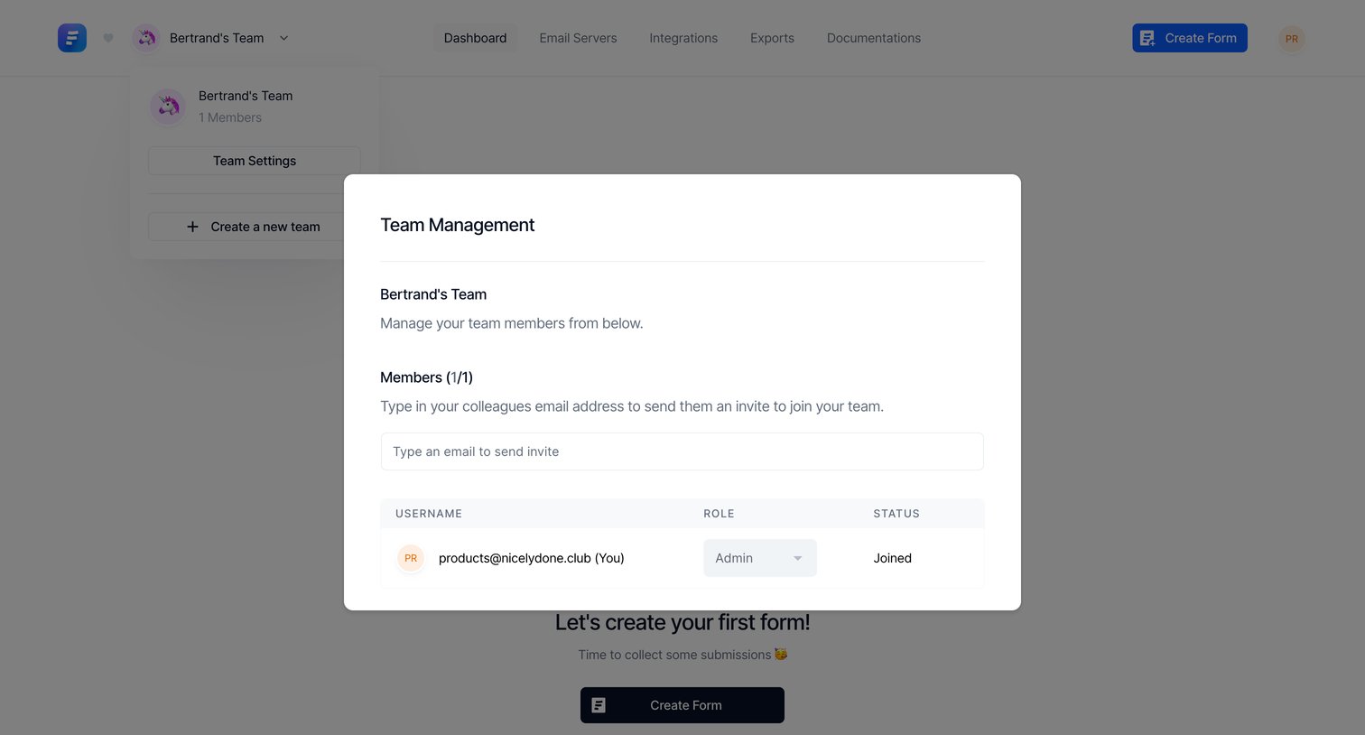 Formcarry - Formcarry Dashboard screen