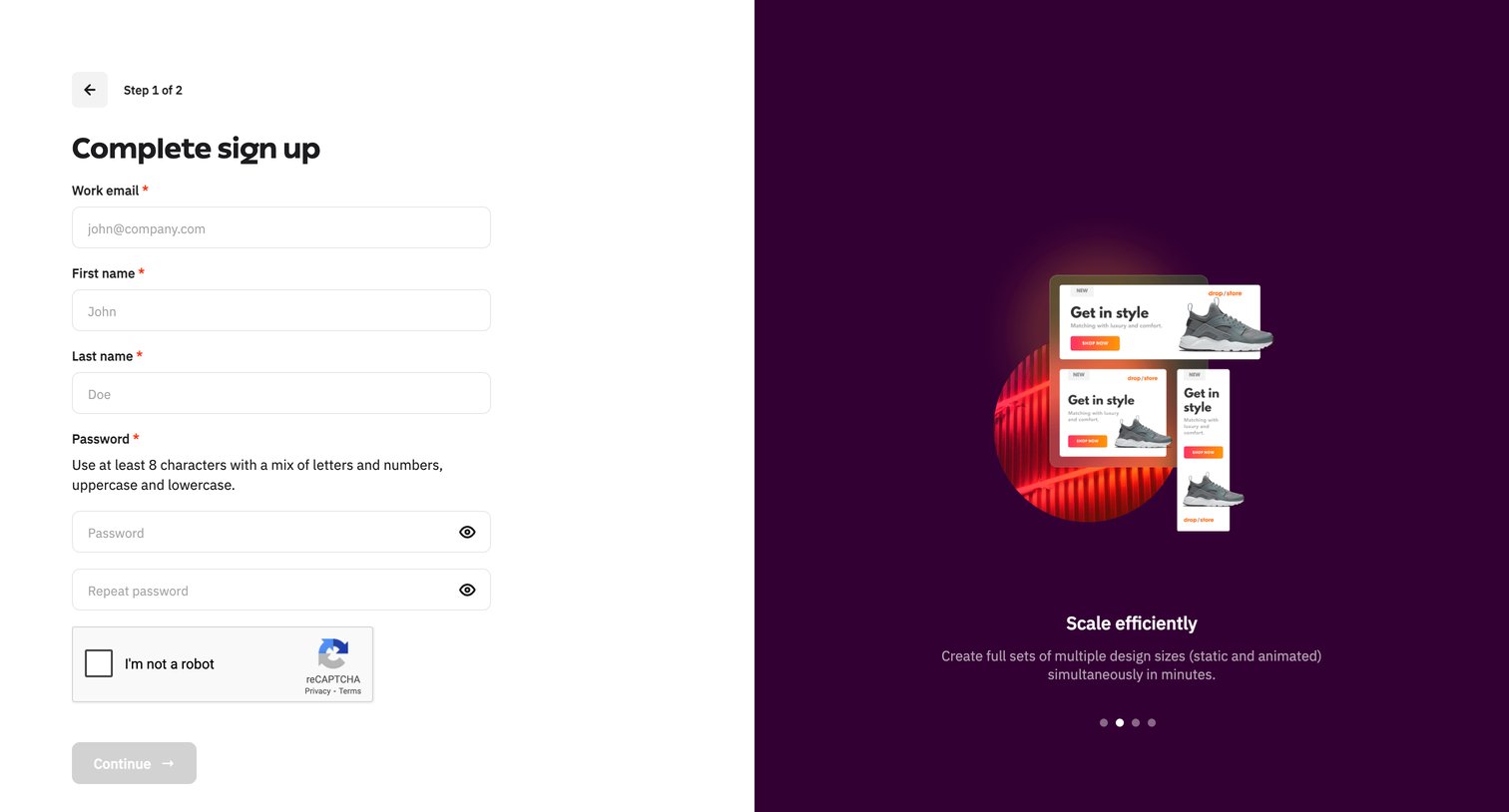 Creatopy - Create account - Creatopy screen