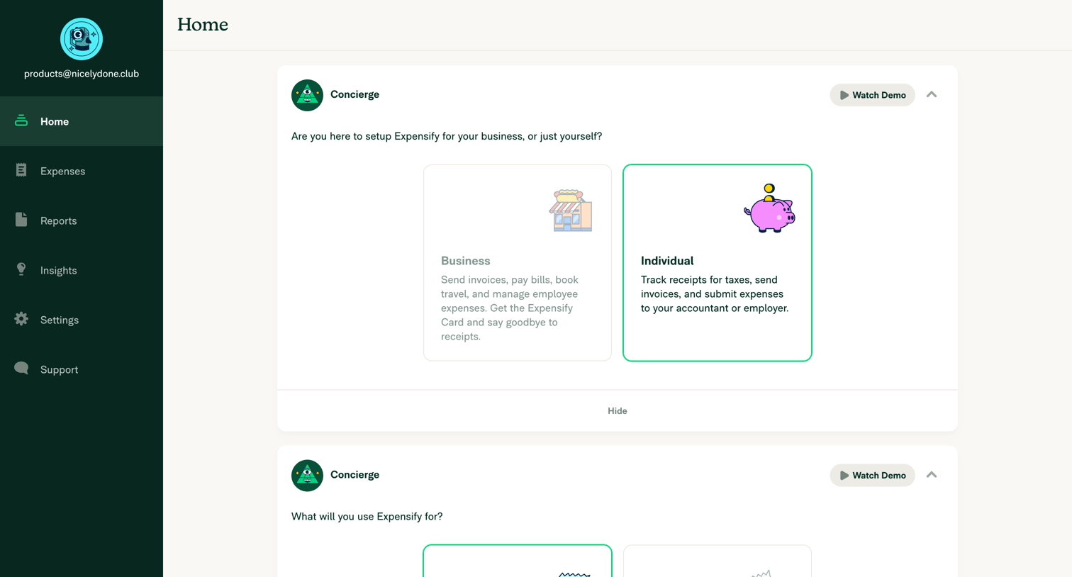 Expensify - Expensify - Home screen