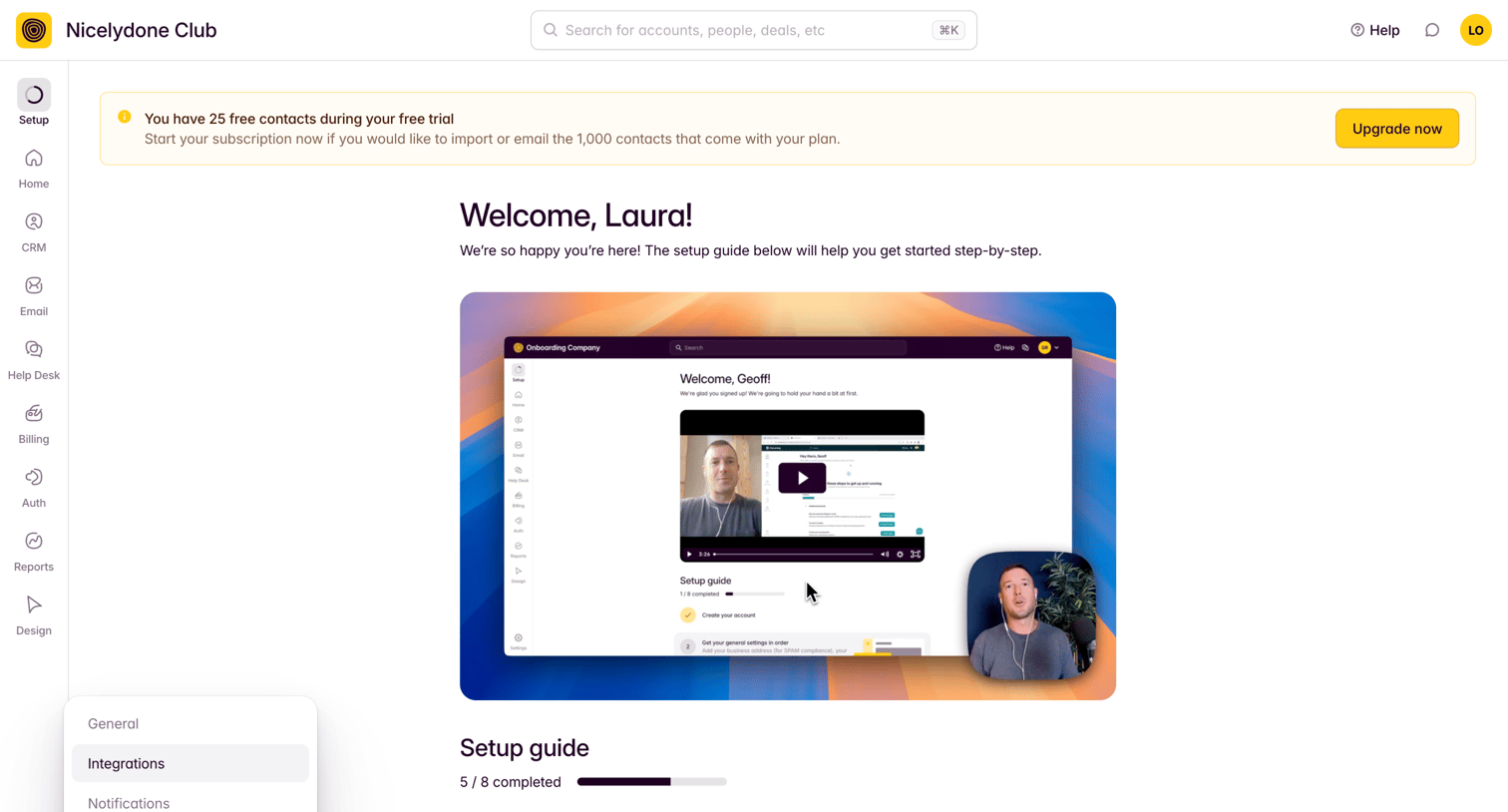 Outseta - Onboarding screen
