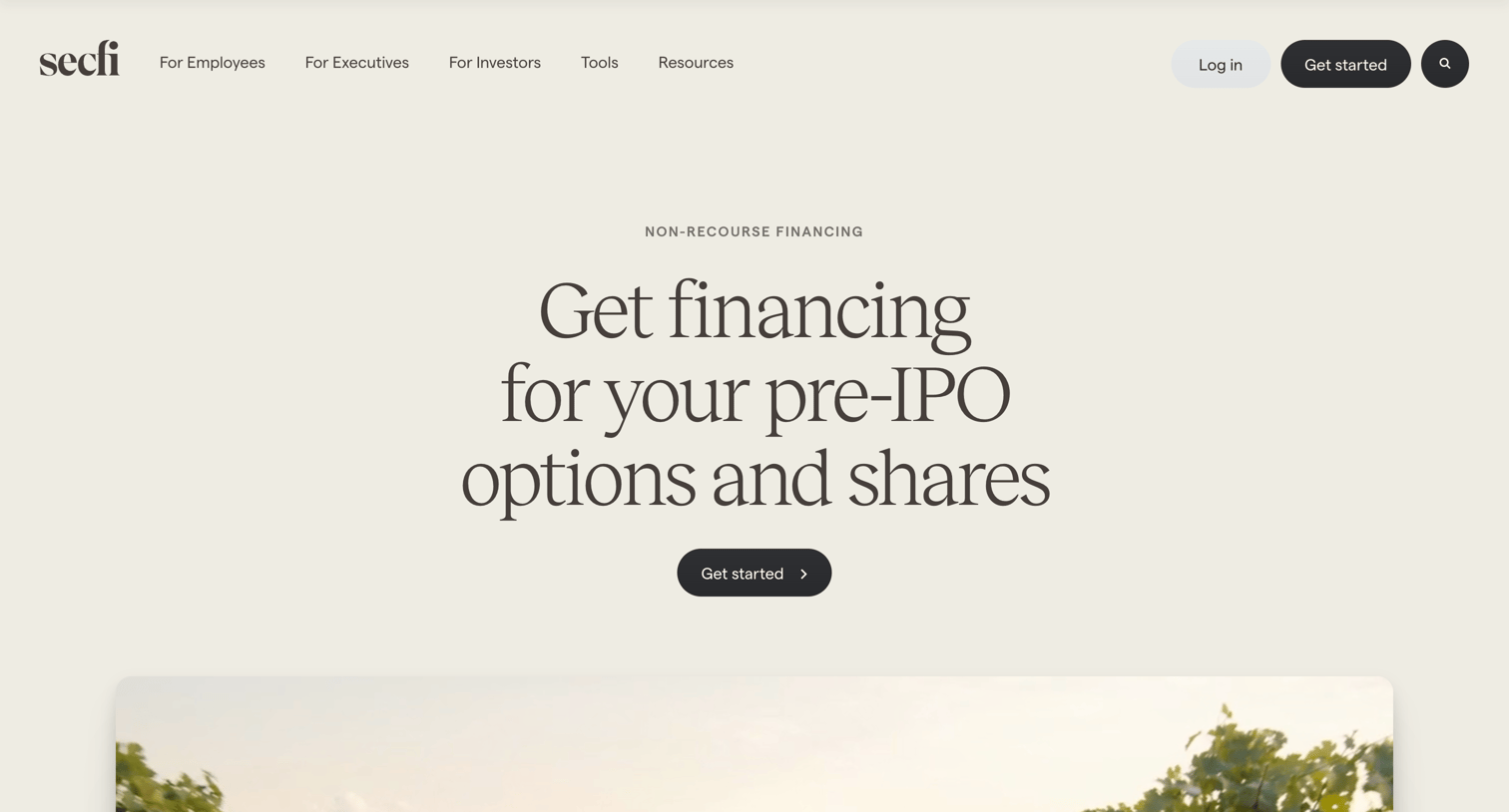Secfi - Financing for pre-IPO options and shares — Secfi screen