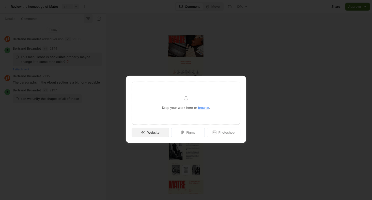 Workflow screen