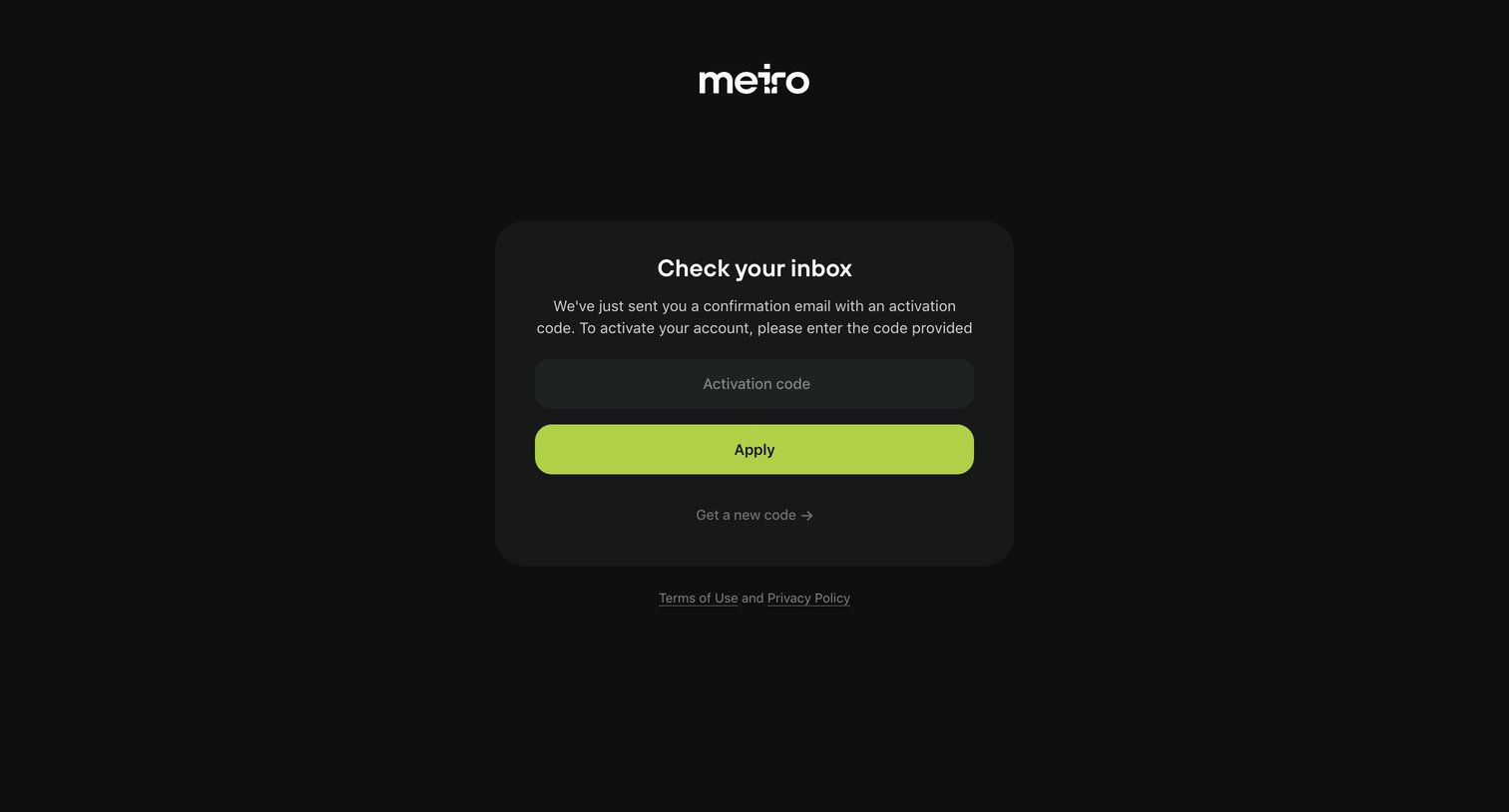 Meiro - Log in · Meiro screen