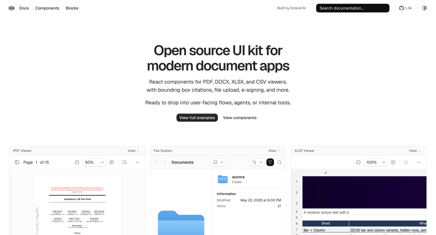 Extend - Open source UI kit for modern document apps - Extend UI screen