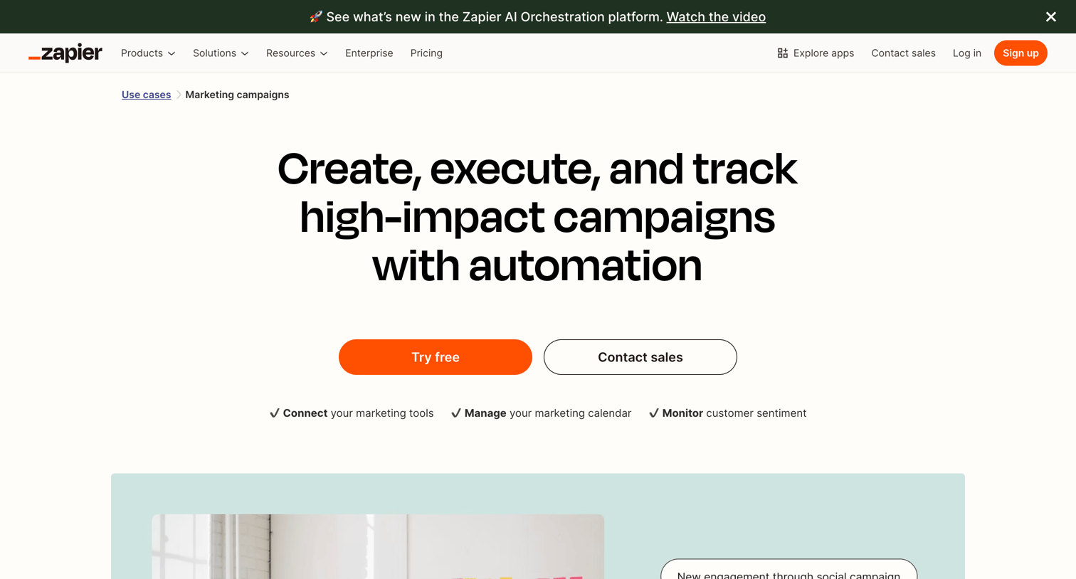 Zapier - Marketing campaigns automation solutions Zapier screen