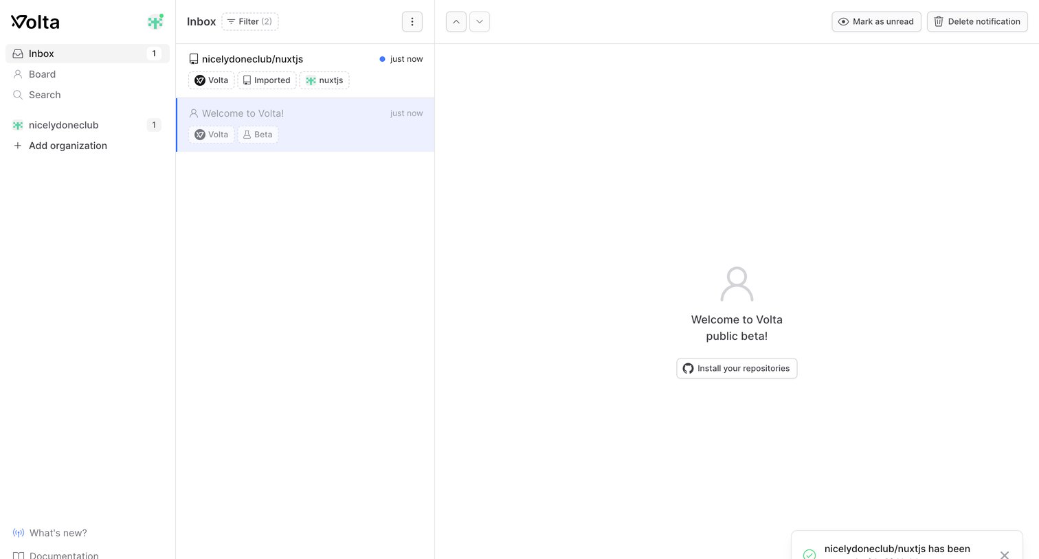 Volta - Inbox · Volta screen