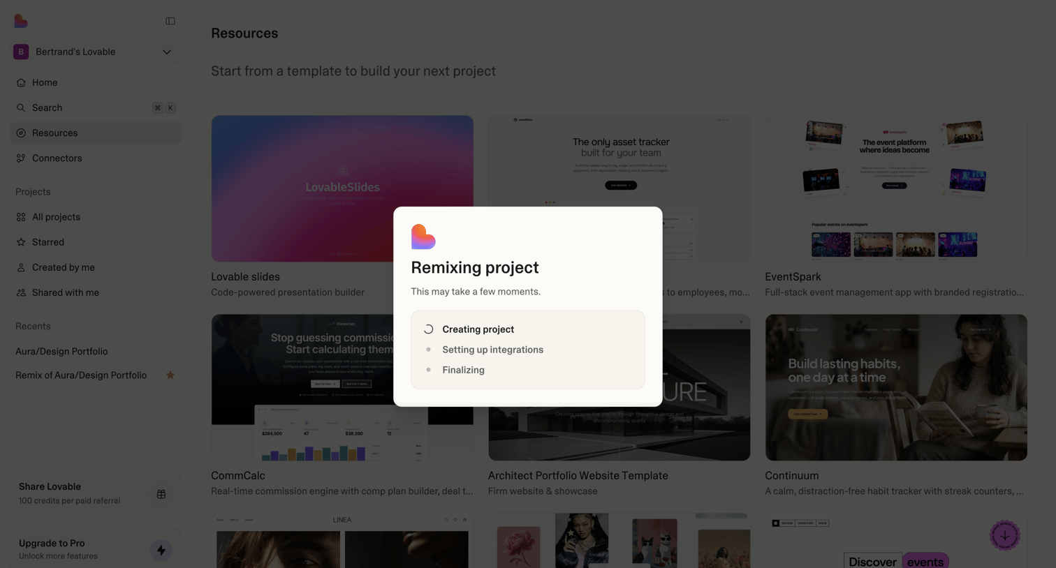 Lovable - Resources | Lovable screen