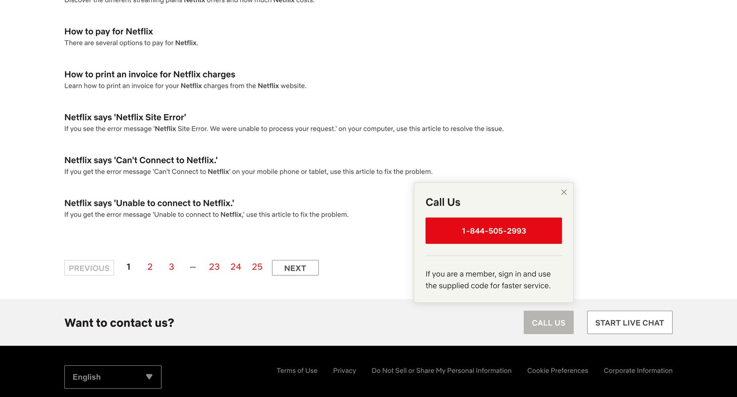 Netflix - Search screen