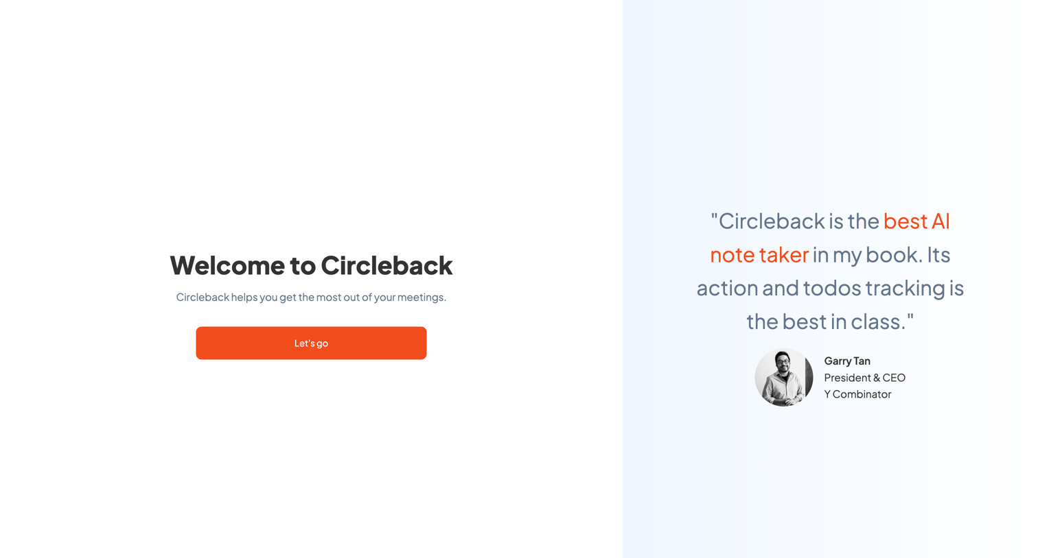 Circleback - Welcome - Circleback screen