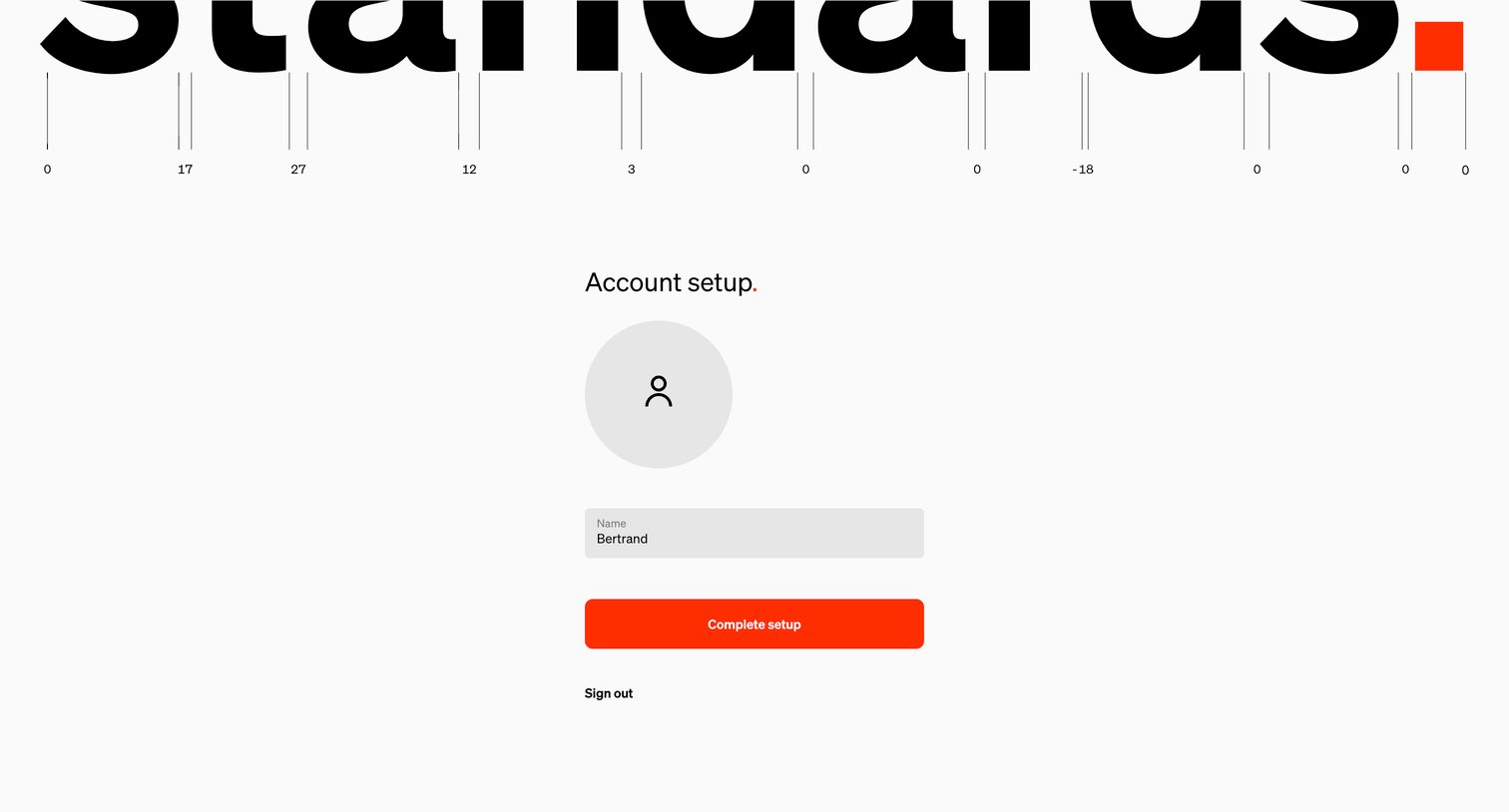 Standards - Standards - Account Setup screen