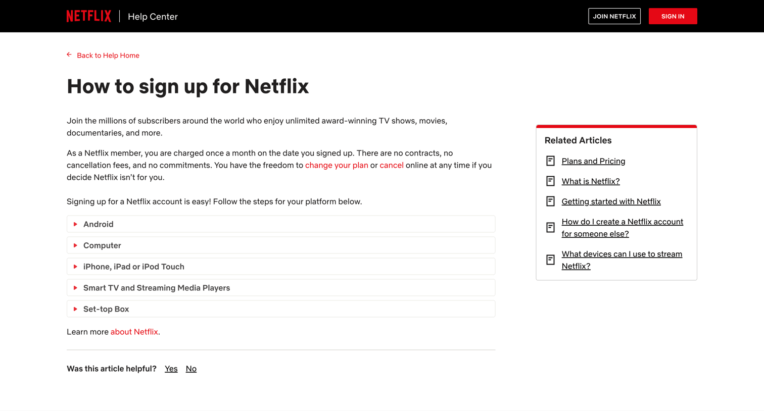 Netflix - How to sign up for Netflix screen