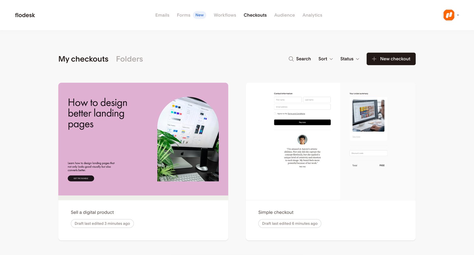Flodesk - My checkouts | Flodesk screen