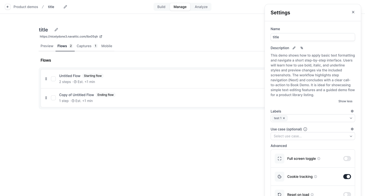 Navattic - Builder - Untitled Flow screen