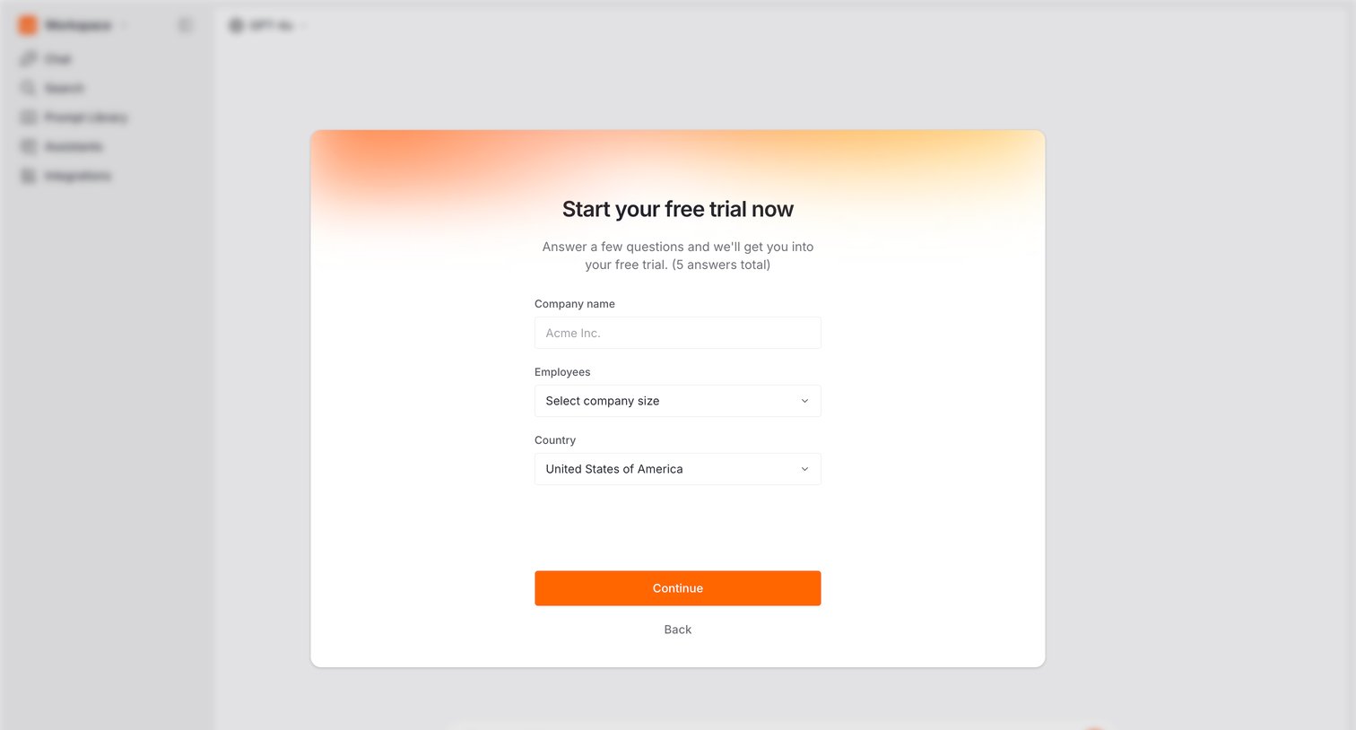Langdock - Create a new workspace screen