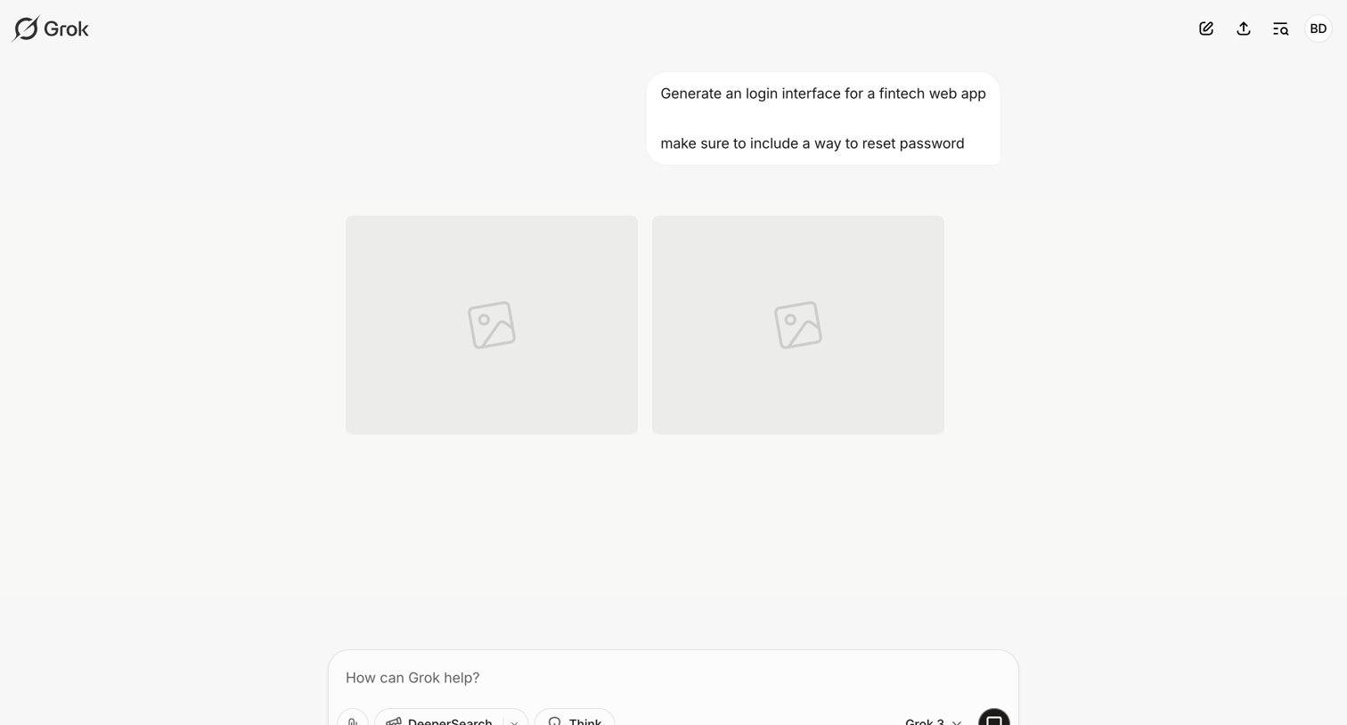 Grok - New conversation - Grok screen