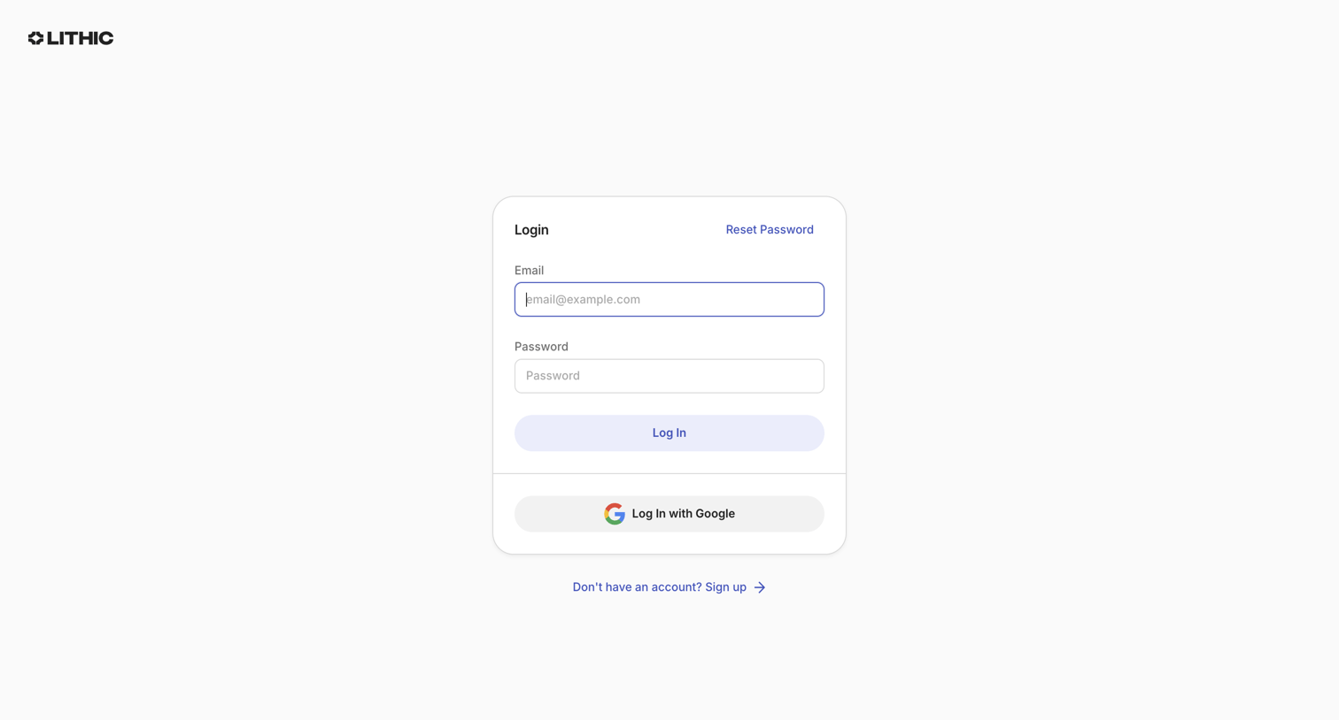 Lithic - Lithic - Login screen