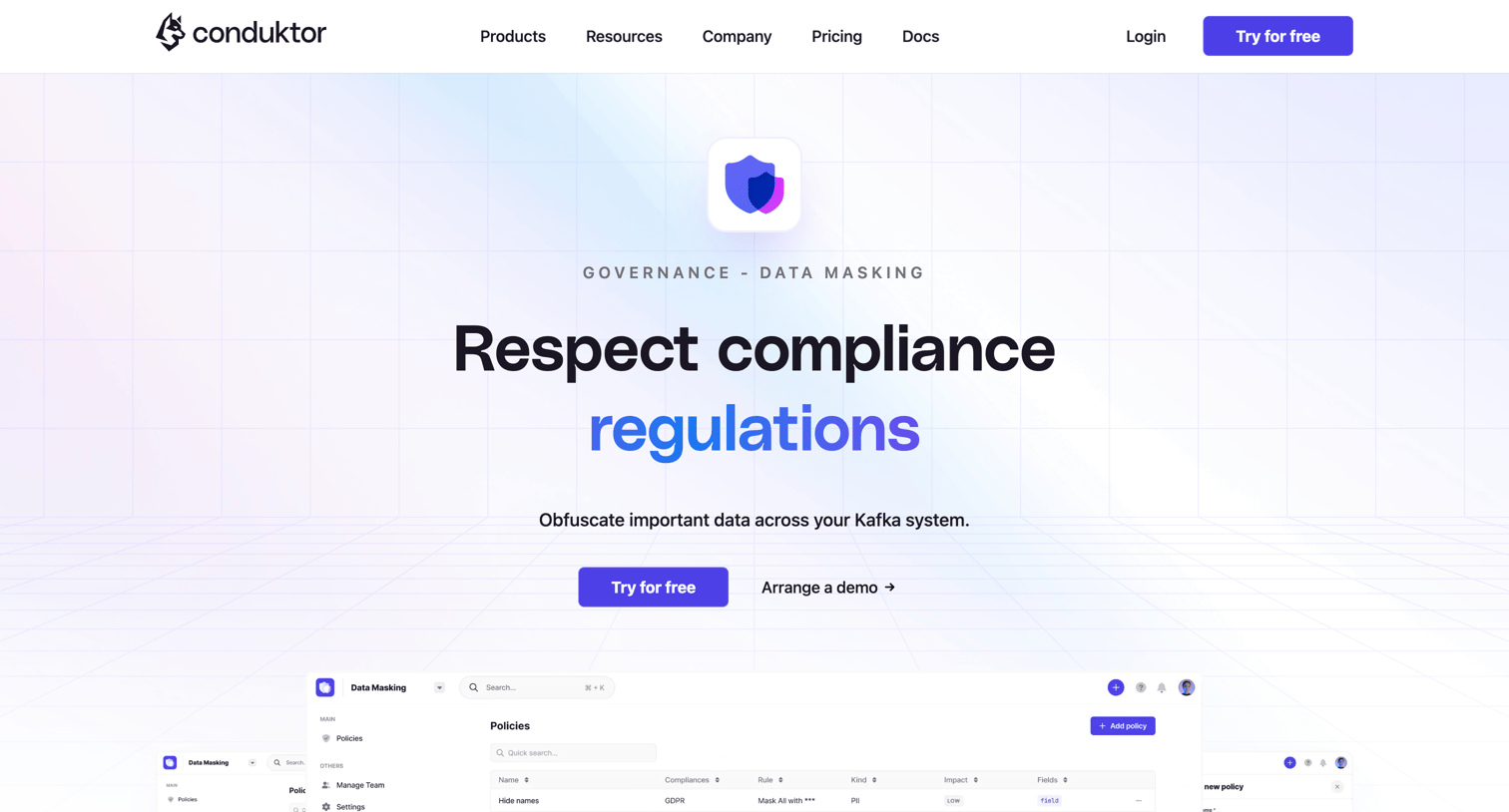Conduktor - Conduktor Data Masking | The Apache Kafka Platform screen