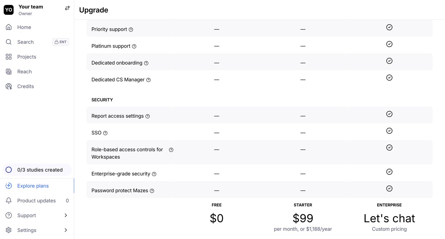 Maze - Maze - Pricing screen