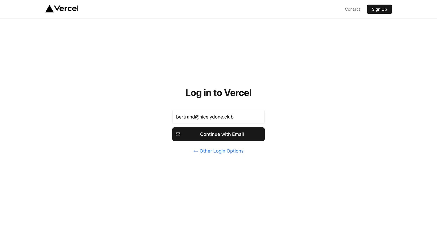 Vercel - Login – Vercel screen