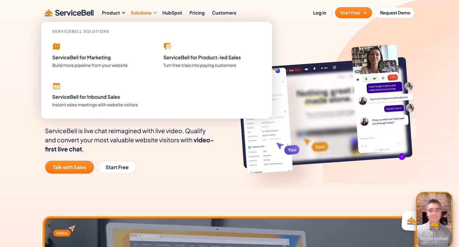 ServiceBell - ServiceBell - Add live human connection to your websiteServiceBel screen