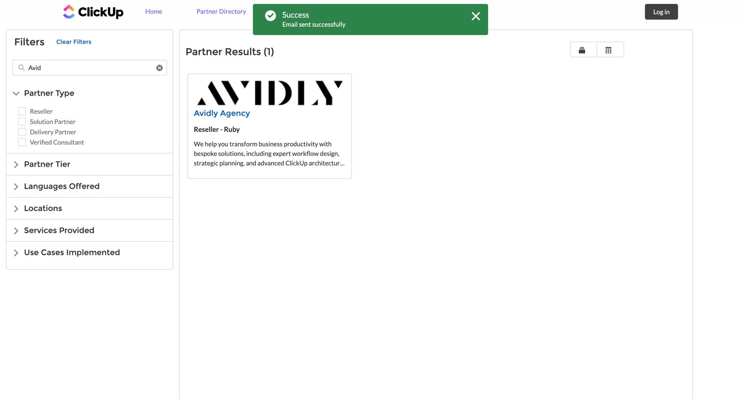 ClickUp - Partner Directory screen