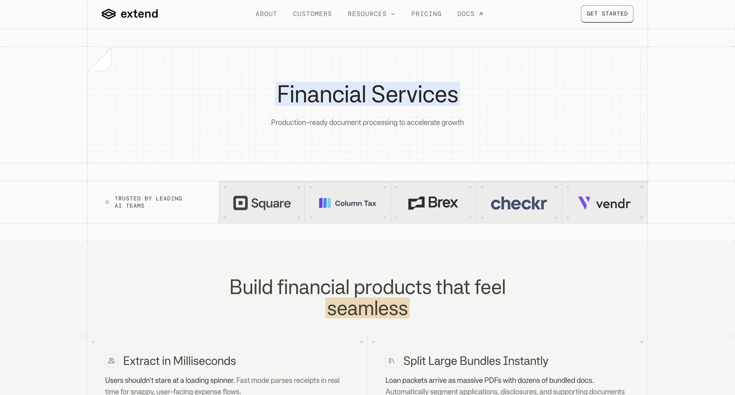 Extend - AI Document Processing Financial Services OCR | Extend screen