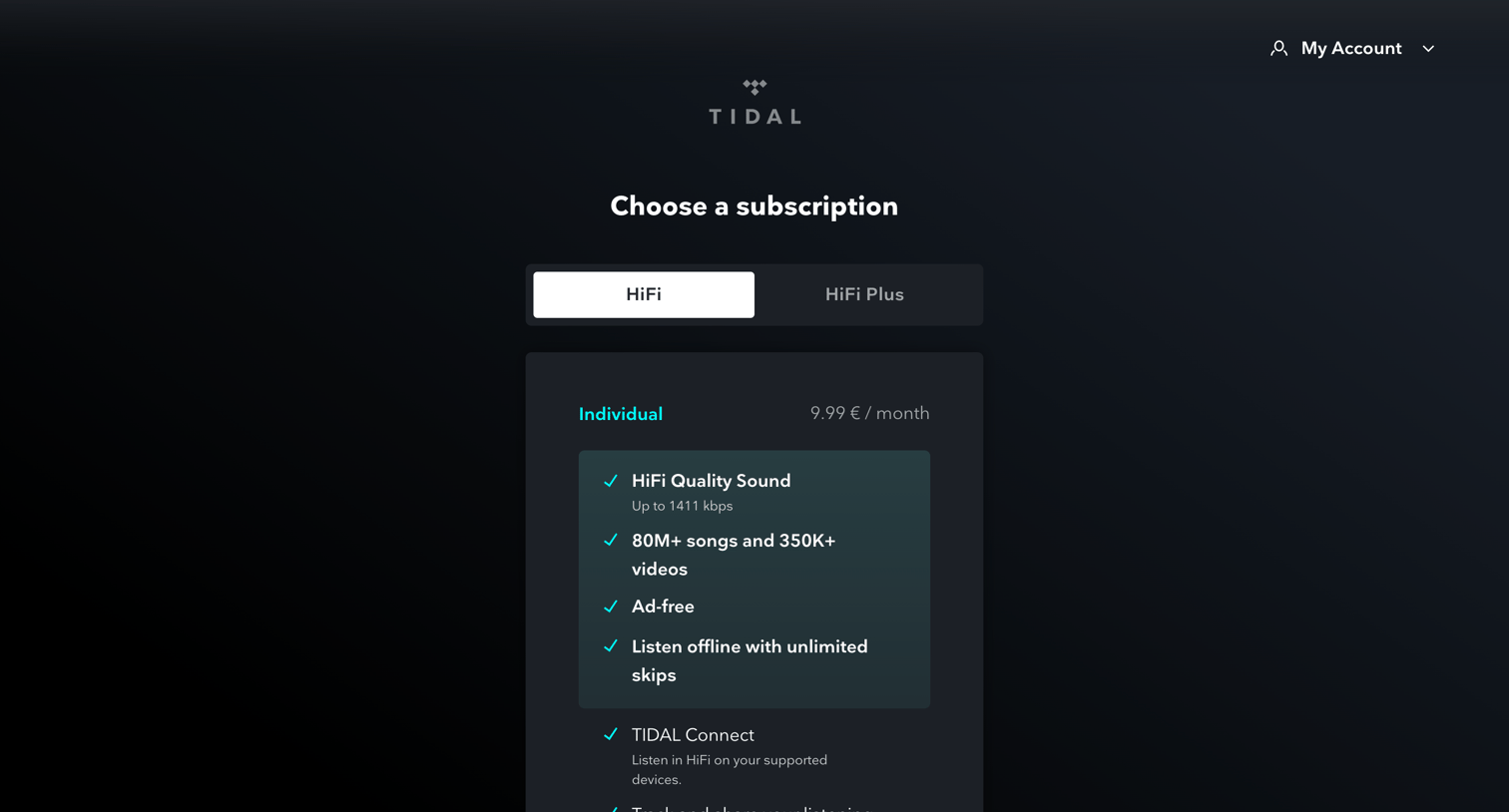 Tidal - Offer | TIDAL screen