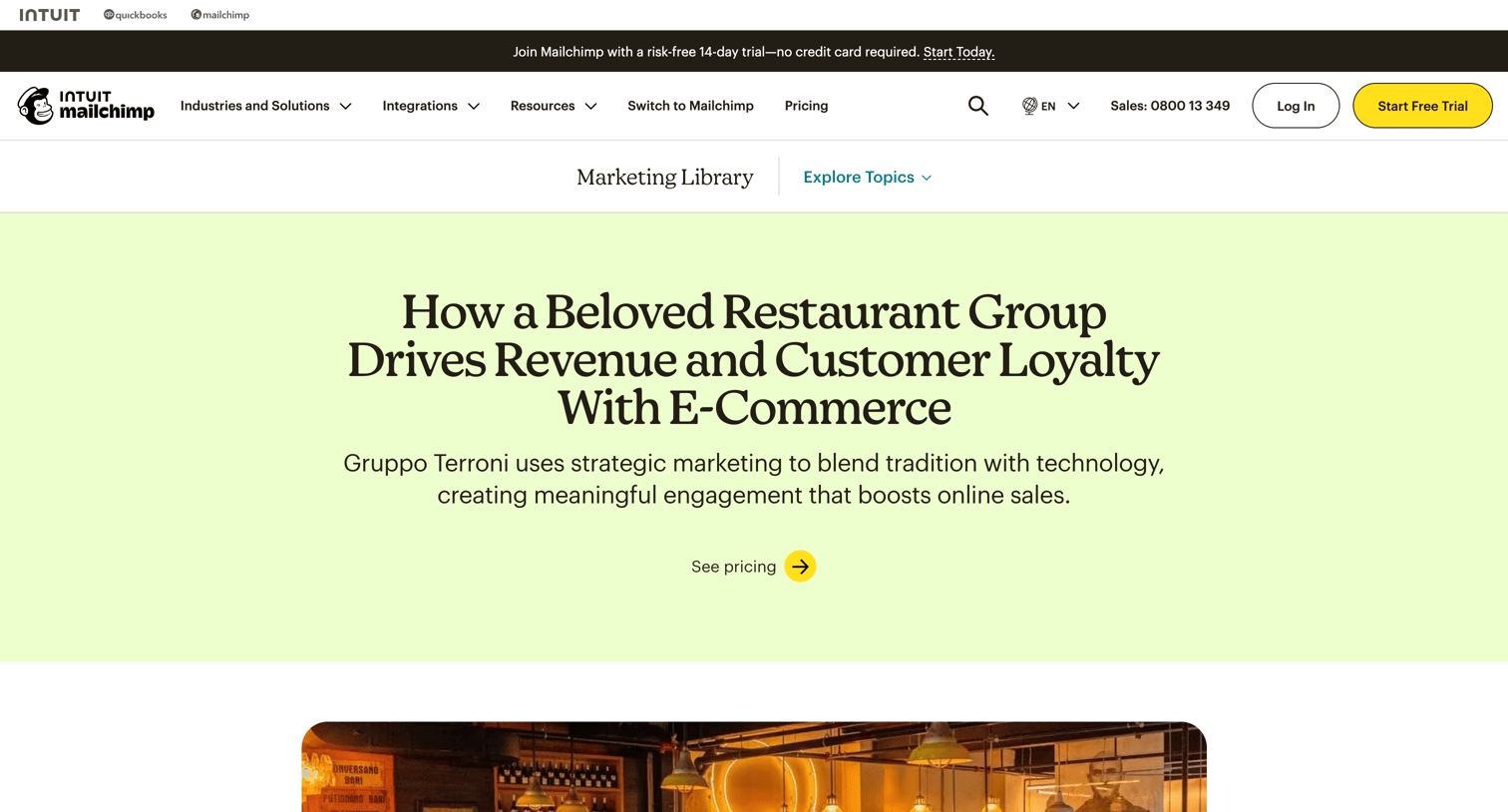 Mailchimp - How a Beloved Restaurant Group Drives Revenue and Customer Loyalty With E-Commerce  Mailchimp screen