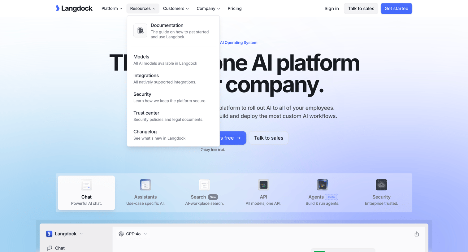 Langdock - Langdock | The all-in-one AI platform for your company. screen