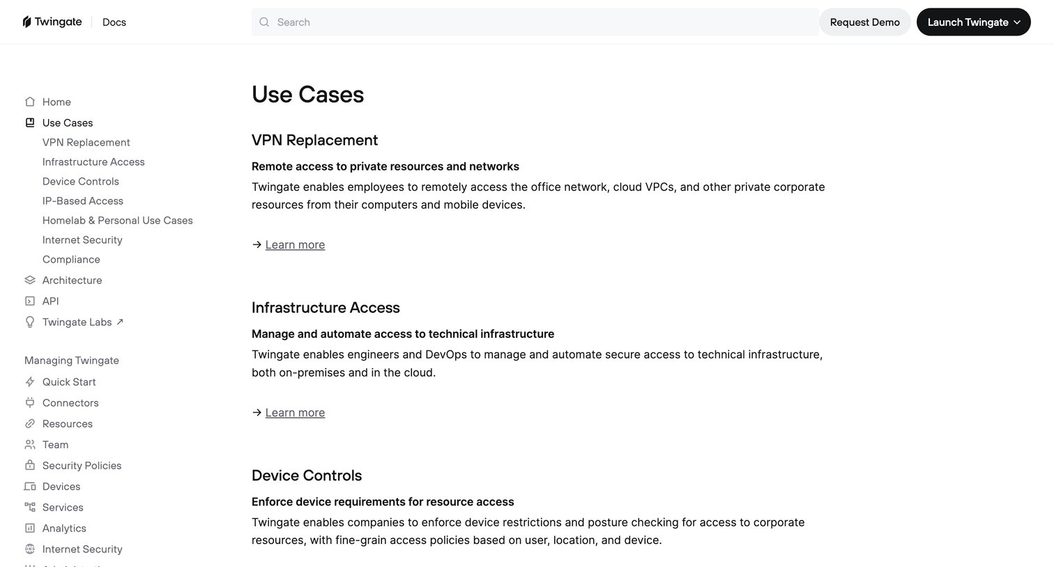 Twingate - Use Cases | Docs  Twingate screen