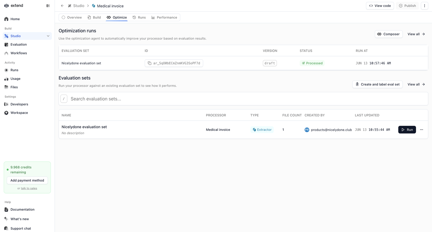 Extend - Medical invoice | extend screen