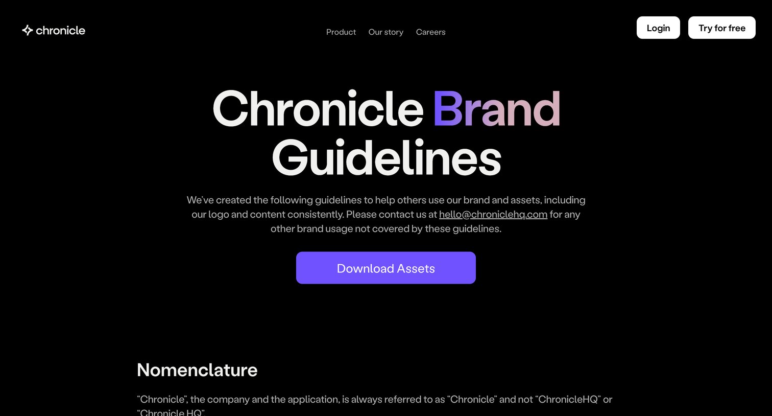 Chronicle - Chronicle Brand Assets screen