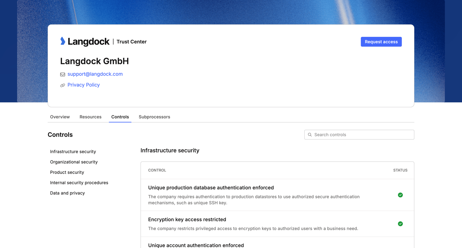 Langdock - Trust Center - Langdock GmbH screen