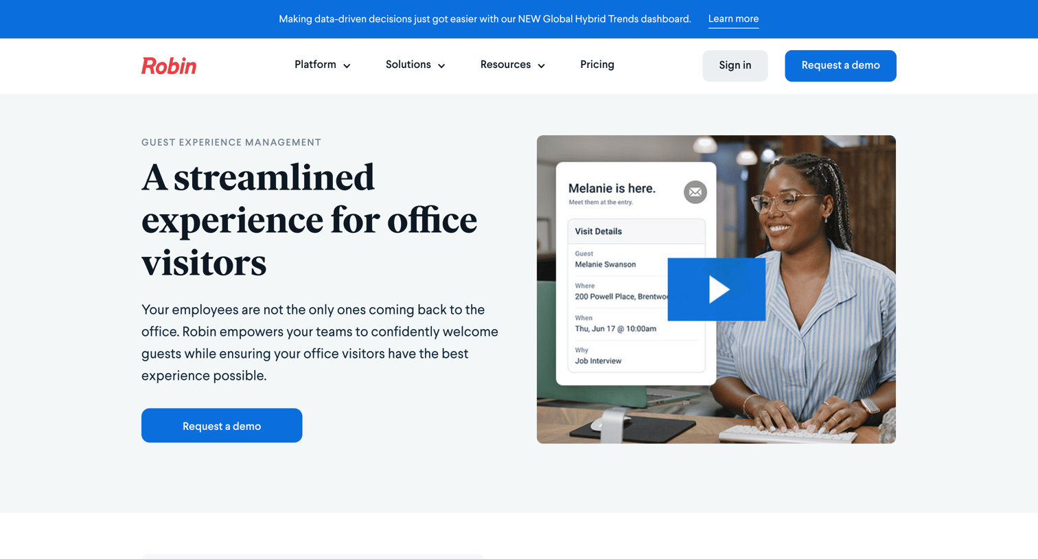 Robin - Visitor Experience | Guest Management System screen