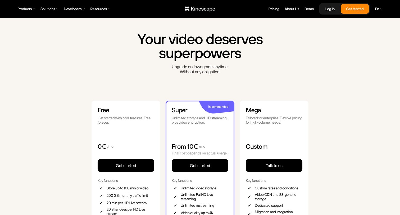 Kinescope - Kinescope Pricing — Try Video Hosting & Streaming for Free screen