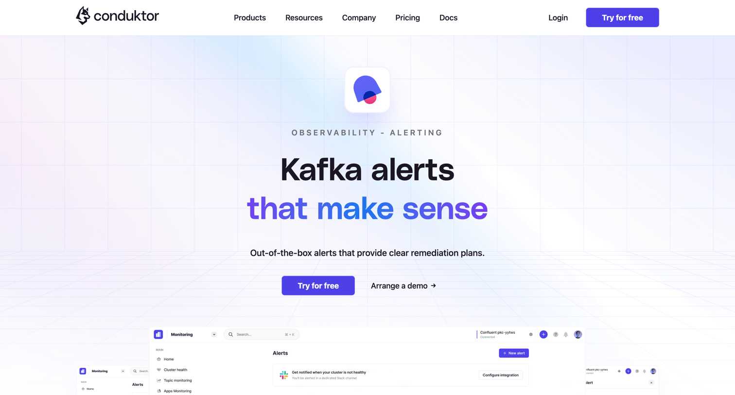 Conduktor - Conduktor Alerting | The Apache Kafka Platform screen