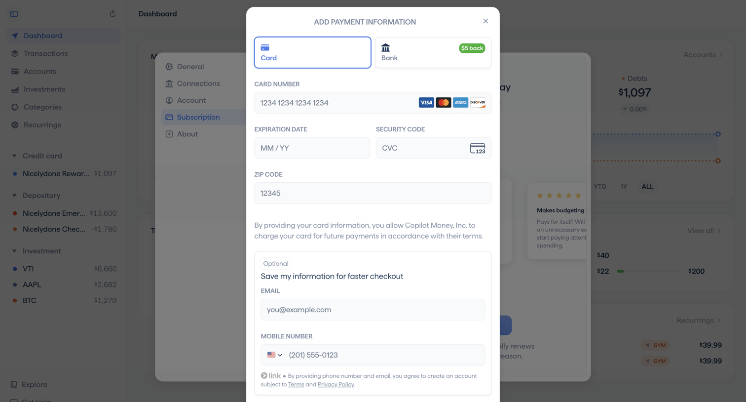 Copilot - Copilot Money | Dashboard screen