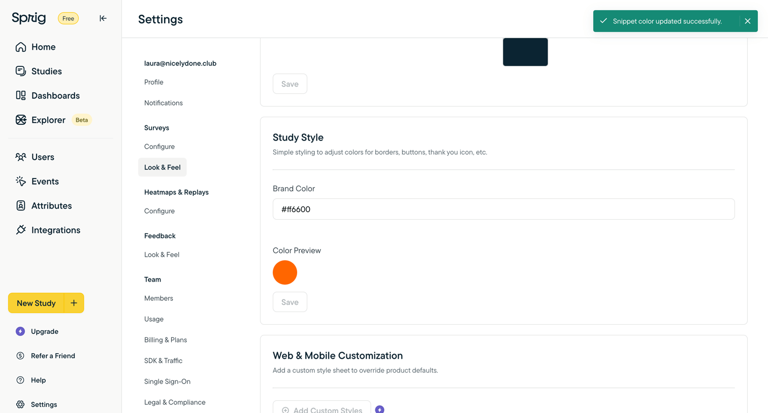 Sprig screen