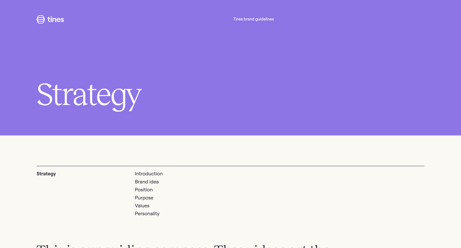 Tines - Tines | Brand - Strategy screen