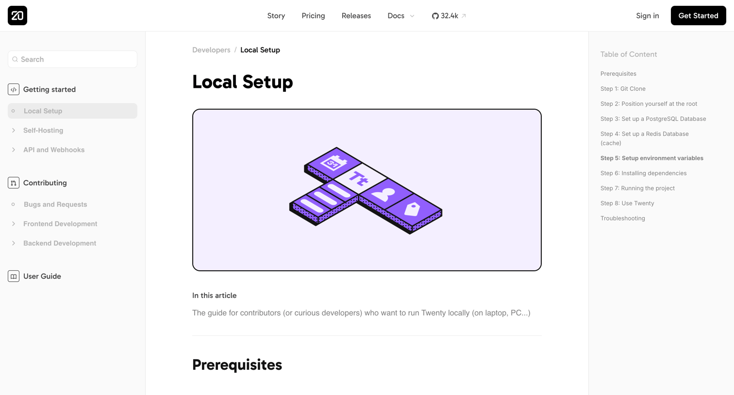 Twenty - Twenty - Local Setup screen