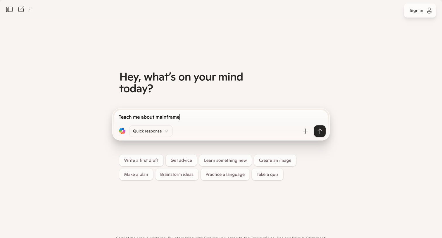 Copilot - Microsoft Copilot: Your AI companion screen