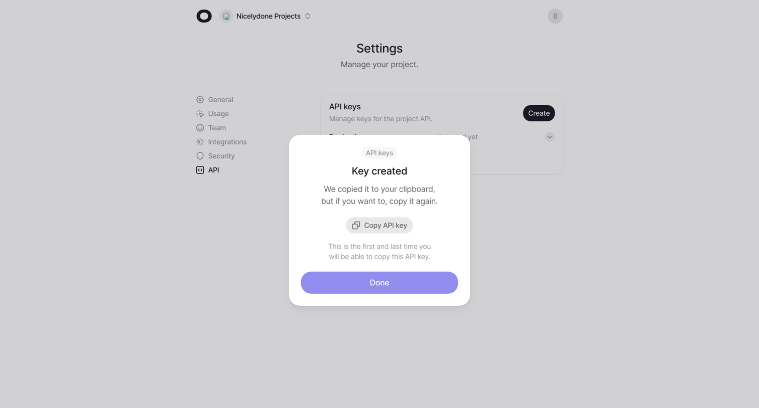 Visitors - API keys - nicelydone.com - Visitors screen