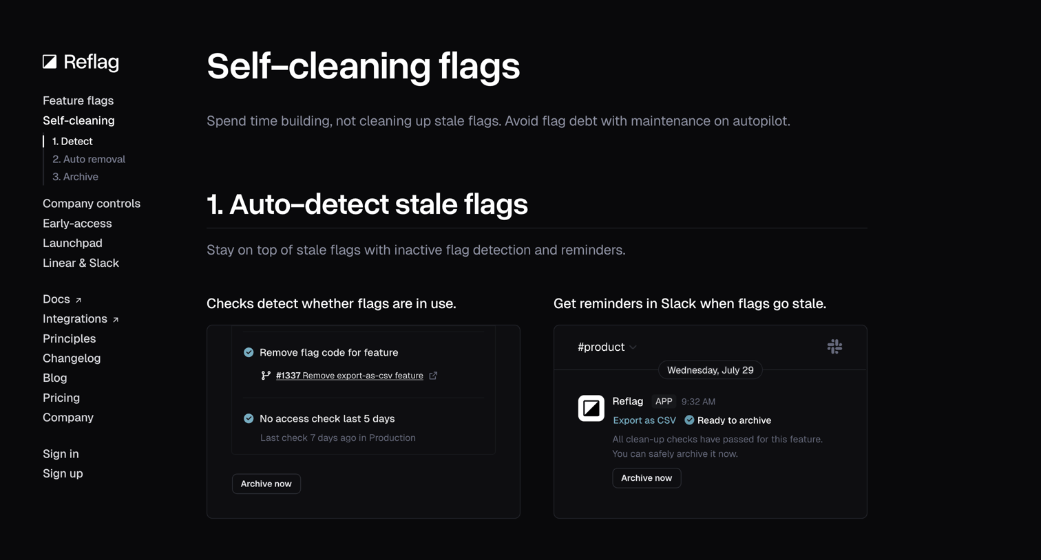 Reflag - Self-cleaning flags  Reflag screen