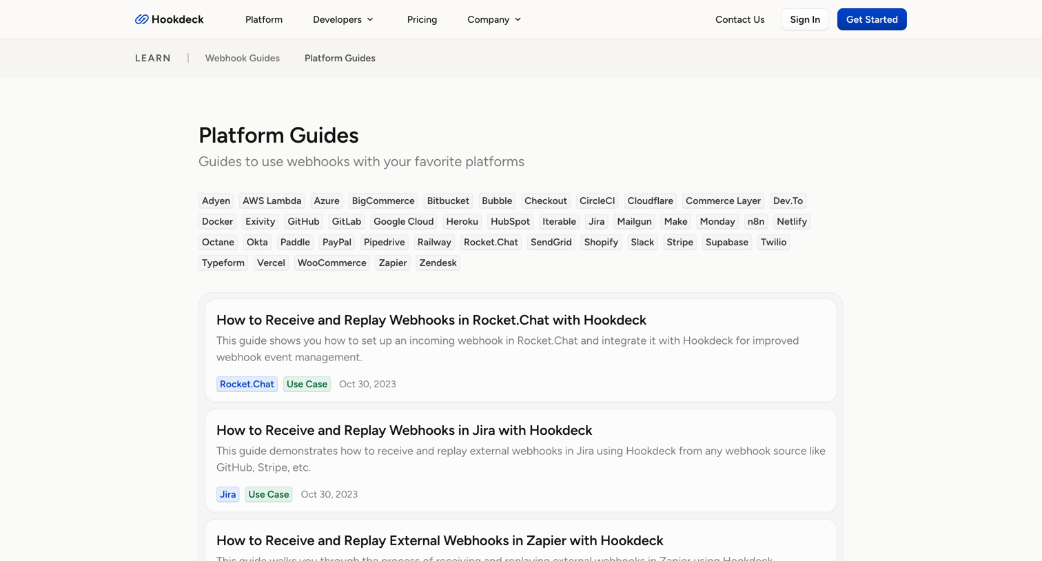Hookdeck - Platform Guides - Hookdeck screen