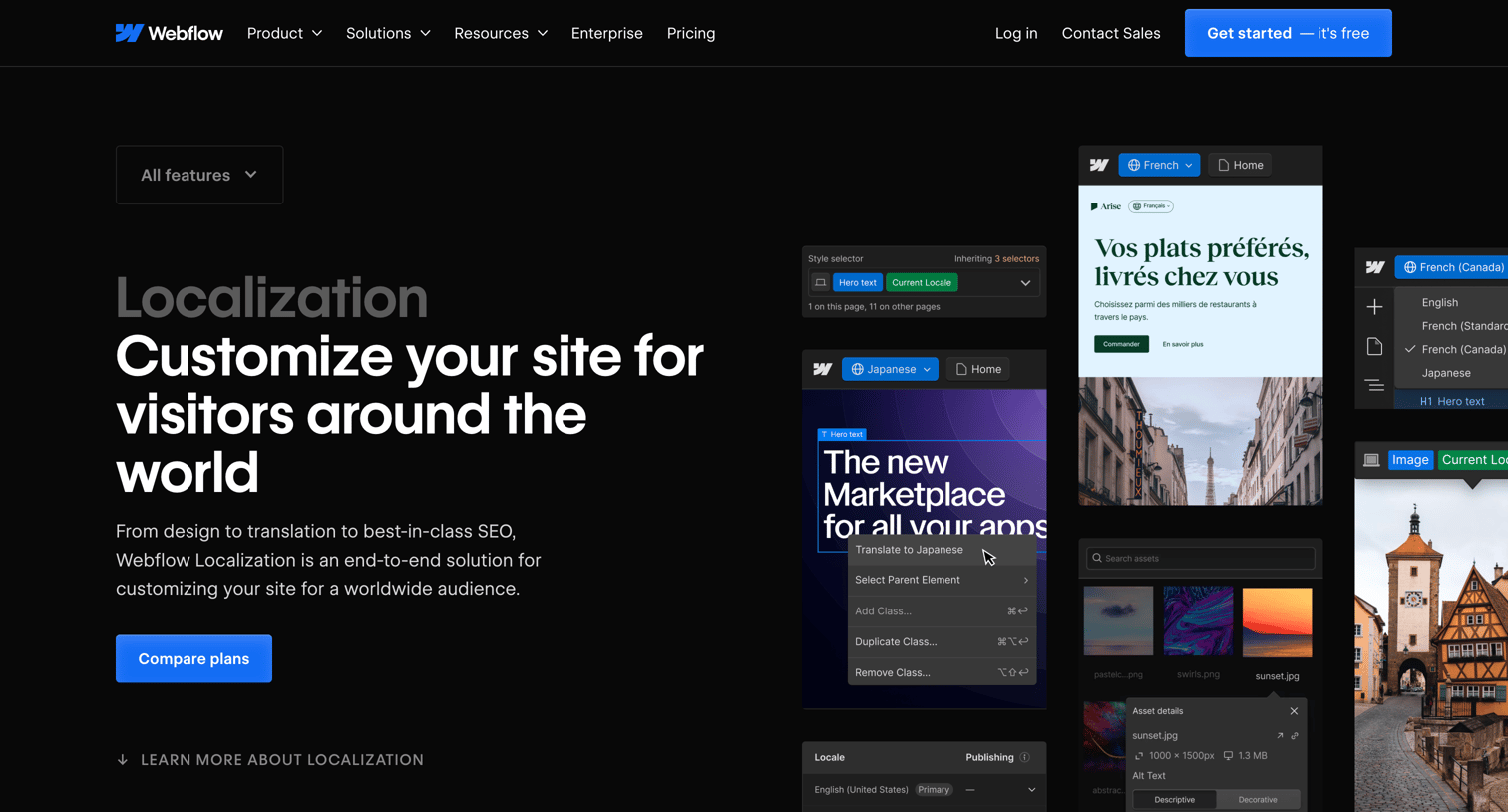 Webflow - Website translation and localization | Webflow screen