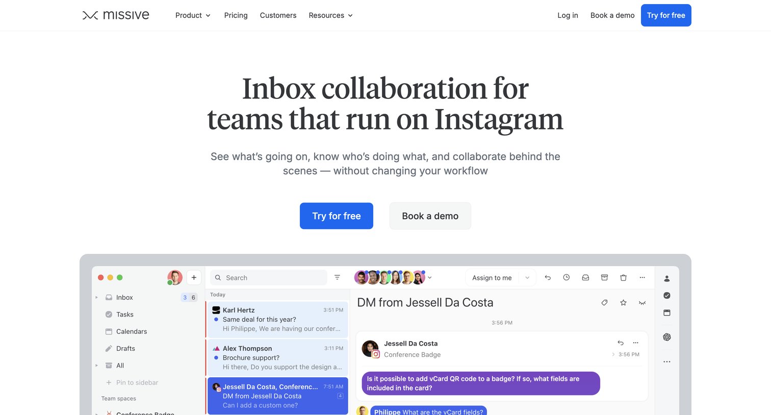 Missive - Instagram Integration · Missive screen
